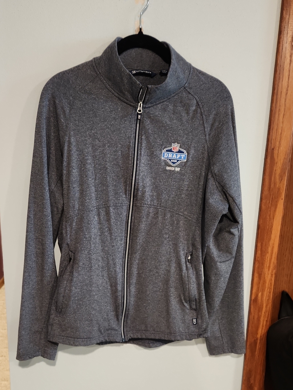 Cutter & Buck Gray Full-Zip Utility Jacket with NFL Draft Patch